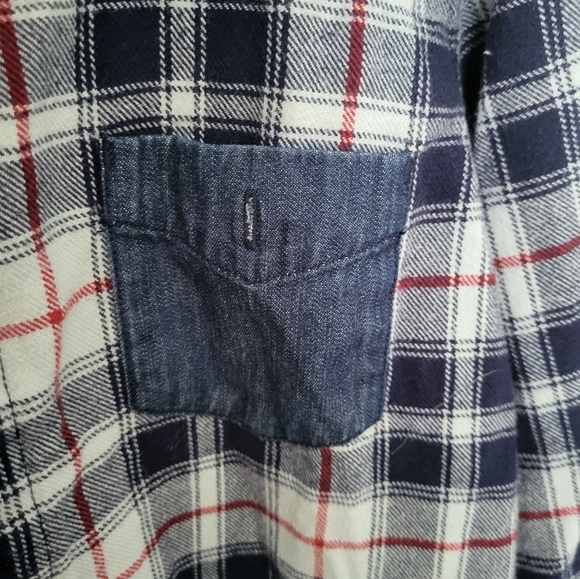 Hanna Andersson Button Down Flannel Plaid Shirt Size 130 8 Blue Red - Picture 3 of 10